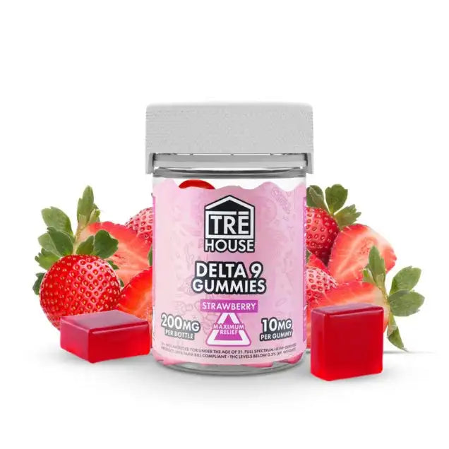TRĒ House Strawberry Delta 9 Gummies - High-Potency 200MG, 10MG/Serving - All-Natural Delta 9 THC