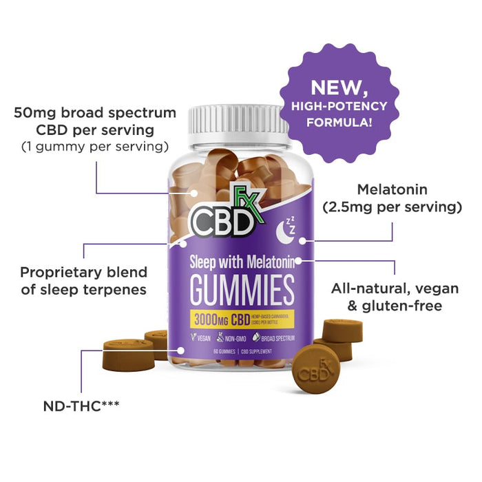 CBDfx Vegan CBD Gummies for Sleep with Melatonin 1500-3000MG - iHemp Empire