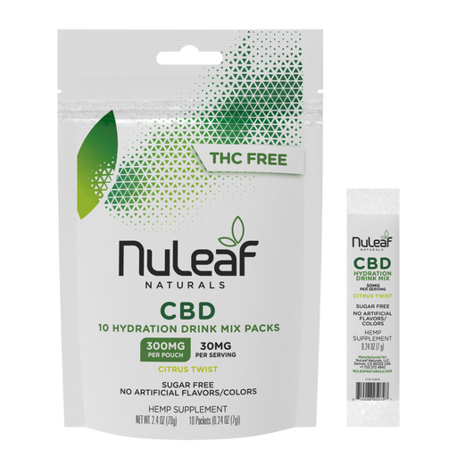 Nuleaf Naturals CBD Hydration Drink Mix packs 300MG Citrus Twist Sugar Free