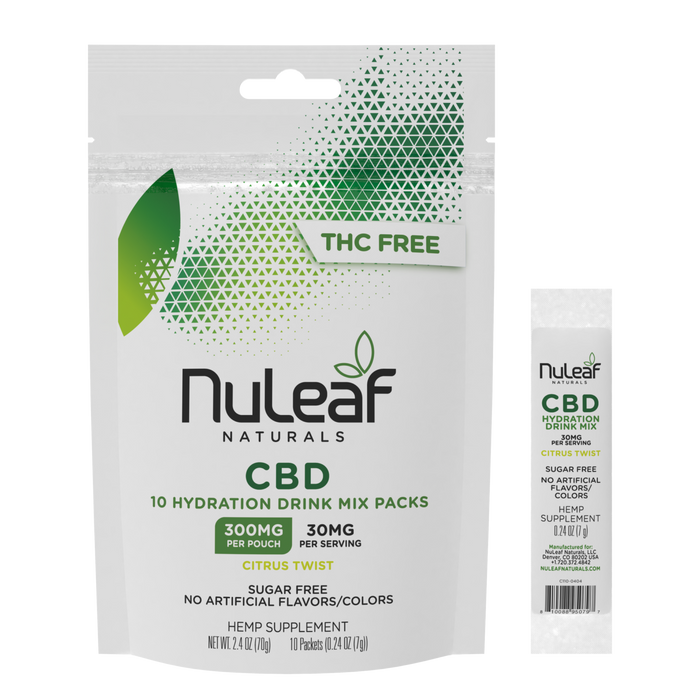 Nuleaf Naturals CBD Hydration Drink Mix packs 300MG Citrus Twist Sugar Free