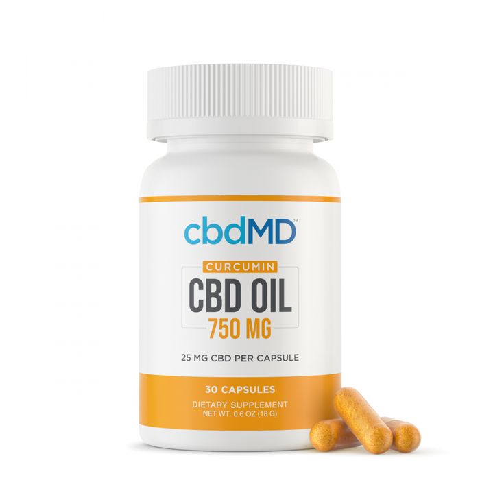 cbdMD, Curcumin CBD Oil Capsules Broad Spectrum - 750mg - 30ct