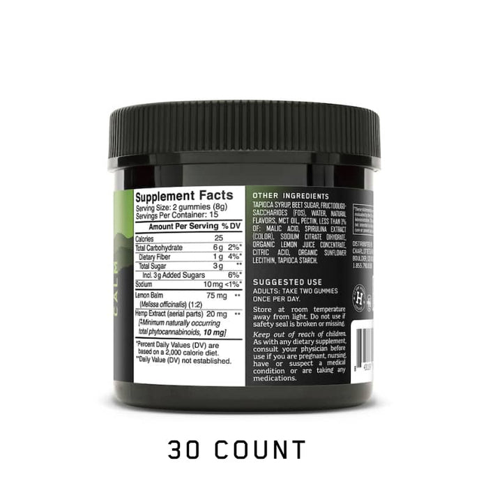 supplement facts Charlotte's Web CBD Calm Gummies 30 Count Bottle