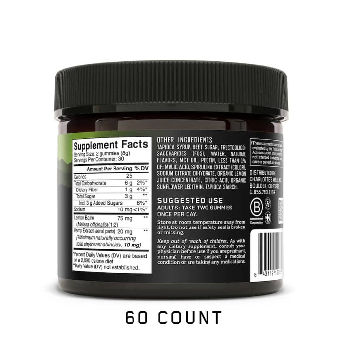 supplement facts Charlotte's Web CBD Calm Gummies 60 Count Bottle