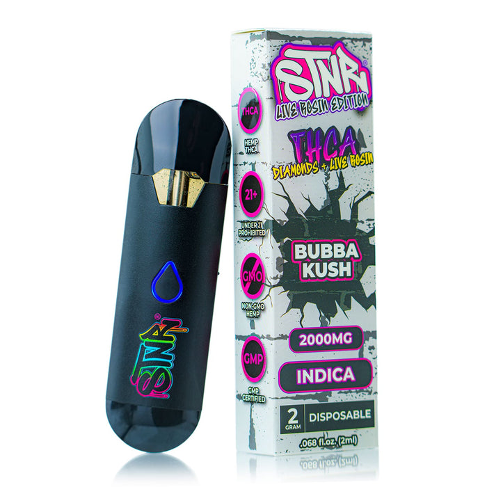STNR Creations - Live Rosen THCA - 2 Gram Disposable Vape Bubba Kush Indica