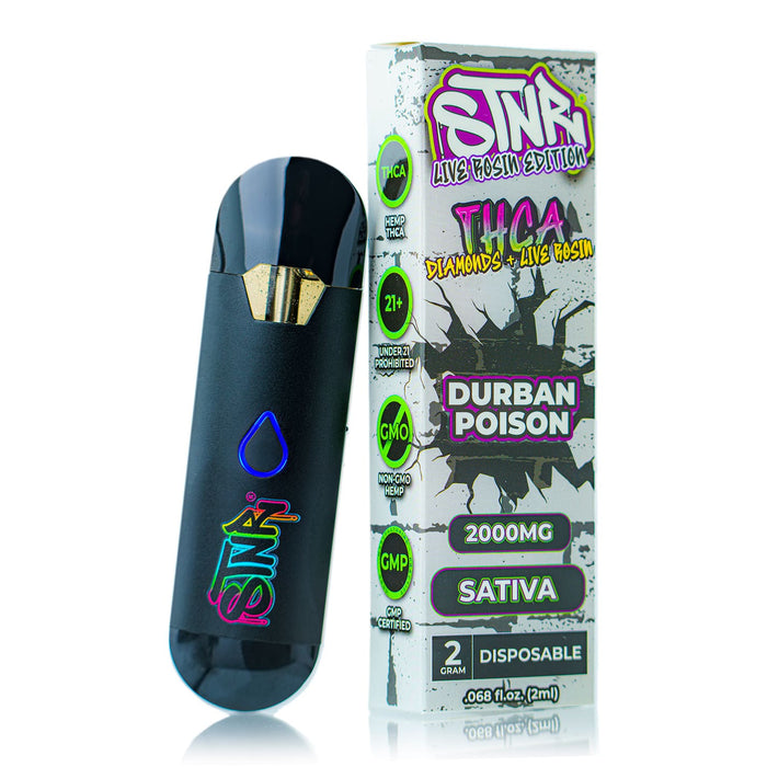 STNR Creations - THCA Live Rosen - 2 Gram Disposable Vape Durban Poison - Sativa