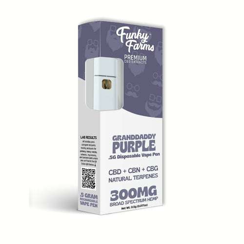 Funky Farms Grand Daddy Purple CBD+CBN-CBG Disposable Vape Pen 300mg
