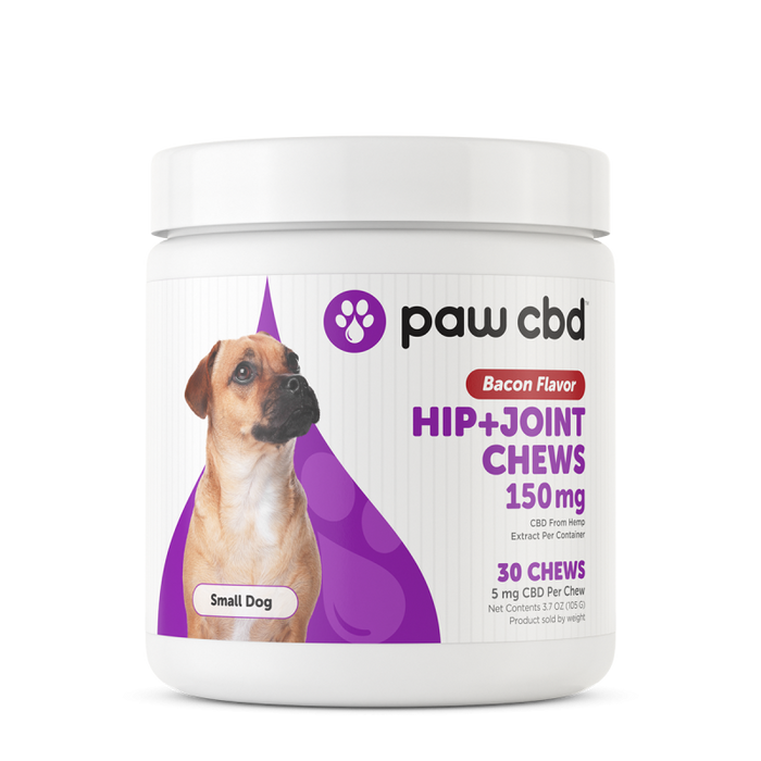 paw cbd hip+joint chews 150mg bacon flavor 30 count