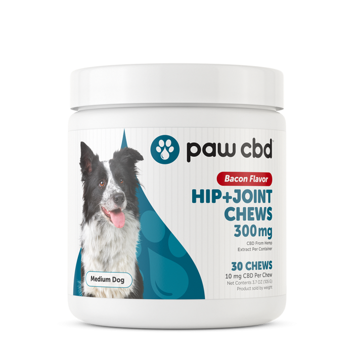 paw cbd hip+joint chews 300mg bacon flavor 30 count