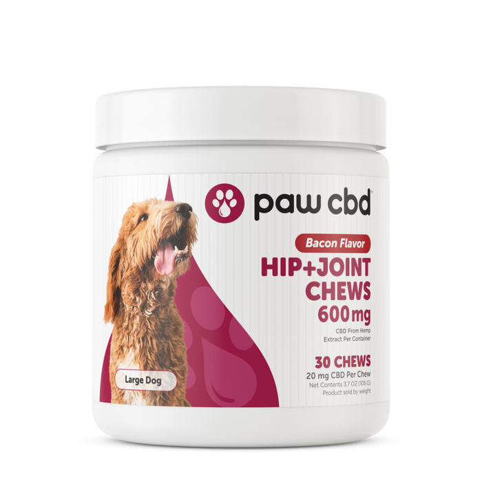 paw cbd hip+joint chews 600mg bacon flavor 30 count