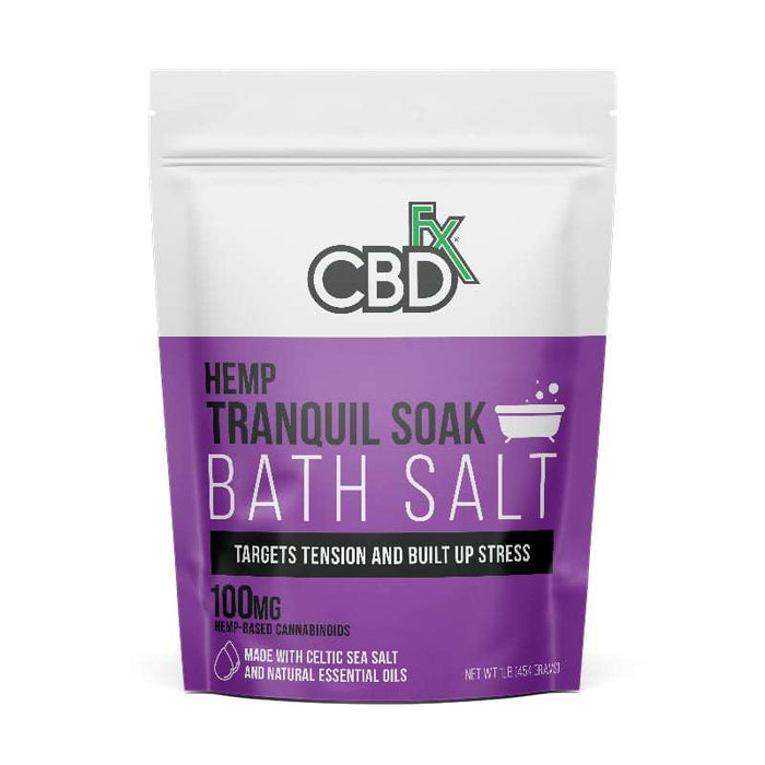 CBDfx Hemp tranquil soak bath salt tagets tension and built up stress 100mg cbd