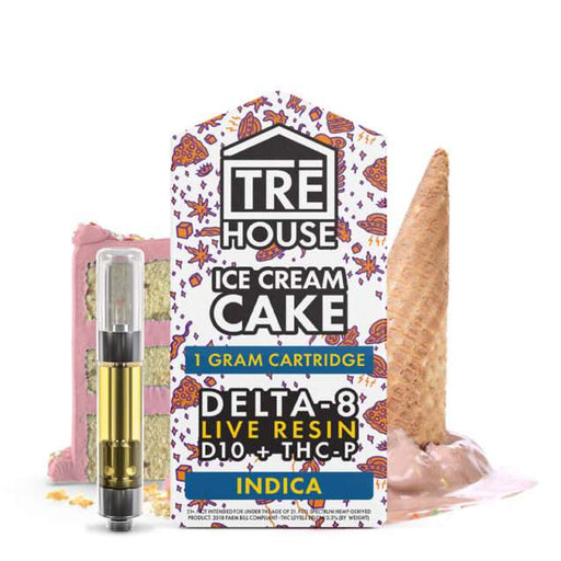 TRE House Delta 8 + D1- + THC-P  Cartridge Ice Cream Cake Live Resin Indica 1 Gram