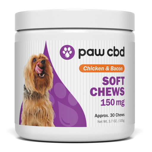 paw cbd soft chews chicken & bacon 150 mg 30 count