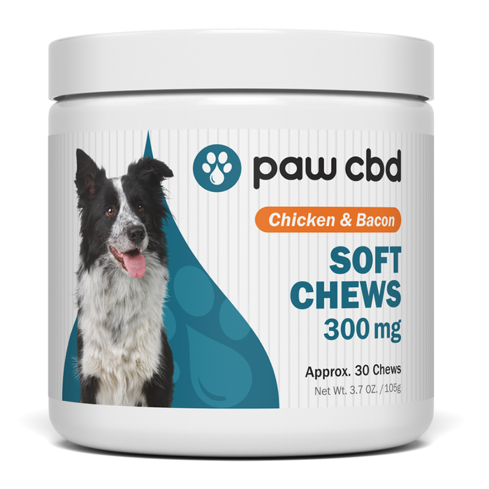 paw cbd soft chews chicken & bacon 300mg 30 count
