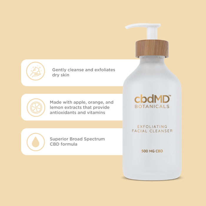 cbdMD Exfoliating Facial Cleanser Broad Spectrum 8oz bottle 500mg