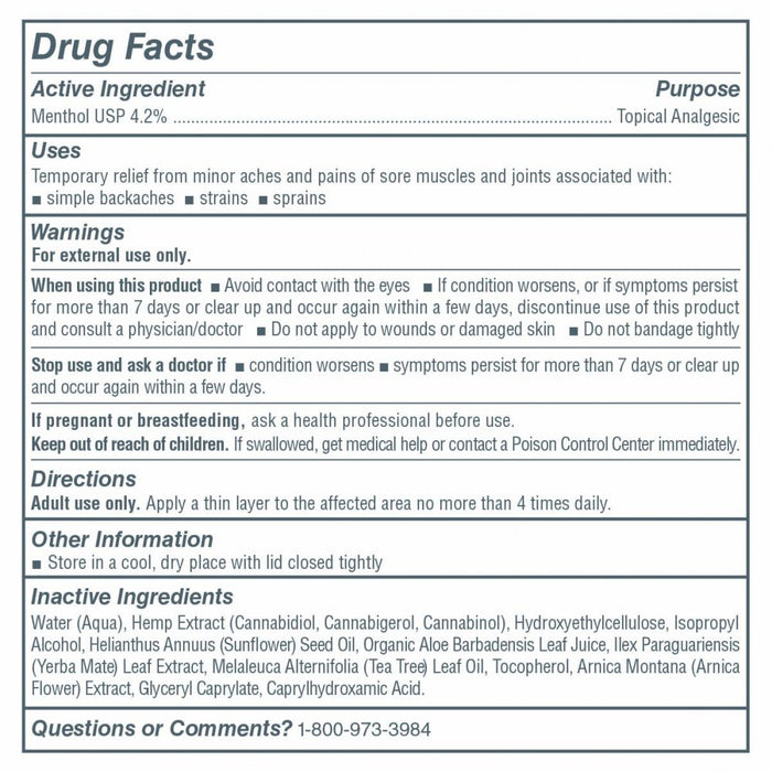 cbdmd premium freeze roll on drug facts