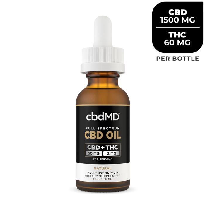 cbdmd full spectrum cbd oil 1500mg CBD+60mg THC  natural flavor