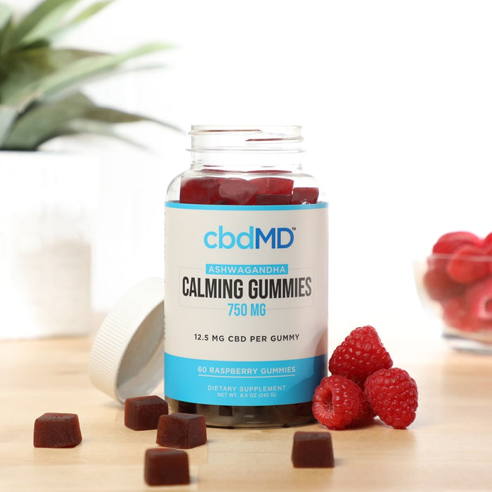 cbdmd ashwagandha calming gummies Broad Spectrum 750mg raspberry flavor 60ct