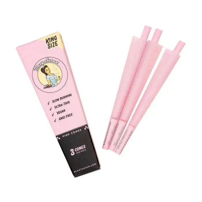 King Size Pre Rolled Cones 3ct Pink, Purple, Unbleached