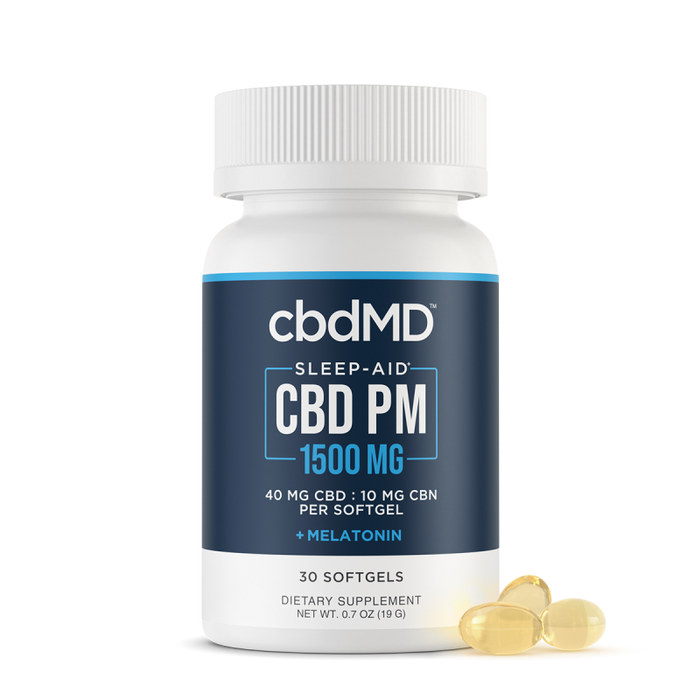 cbdmd sleep aid cbd pm softgels 40mg cbd 10mg cbn+ melatonin 30ct