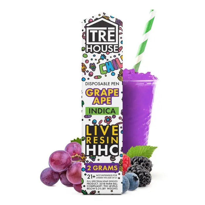 TRE House Live Resin HHC Vape Pen Grape Apep Indica 2 grams
