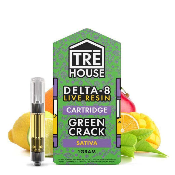 TRE House Delta 8 Live Resin Cartridge Green Crack Sativa 1 Gram