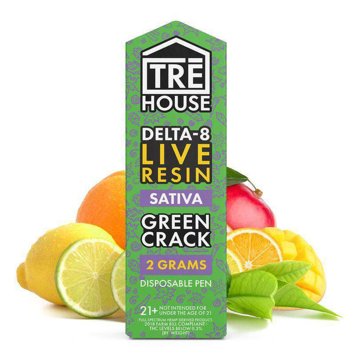 TRE House Delta 8 Live Resin Sativa Vape Pen Green Crack 2 Gram